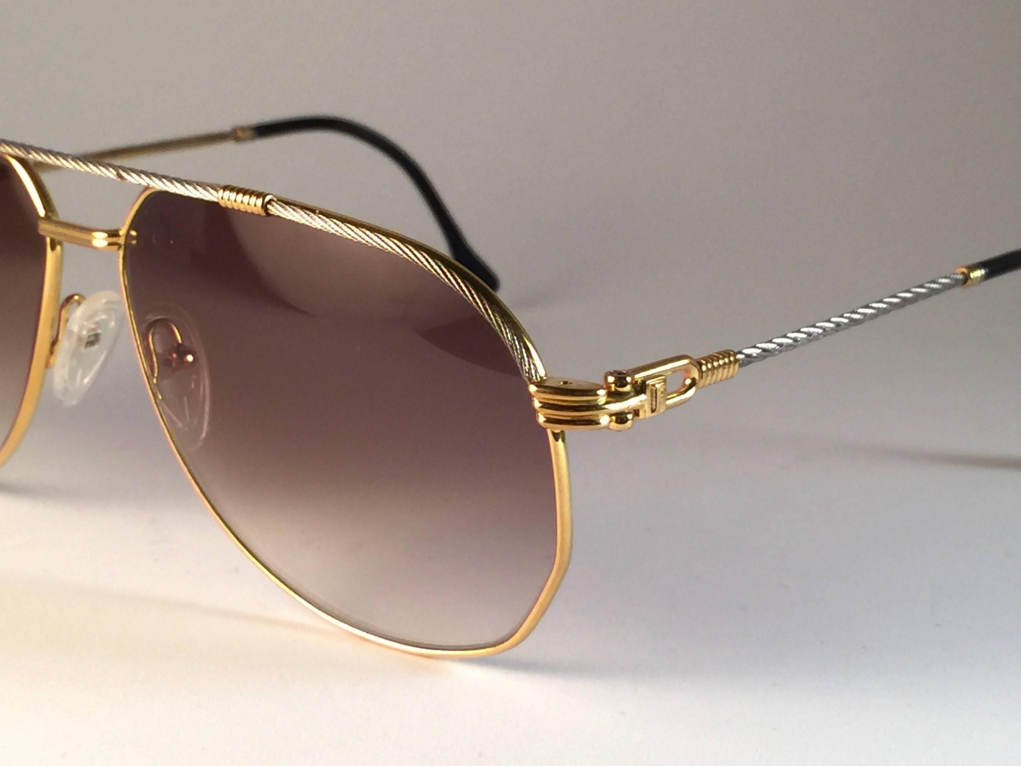 Nouveau Vintage Fred America Cup Sunglasses Platinum White Gold 1980's Lunettes de soleil Neuf à Baleares, Baleares