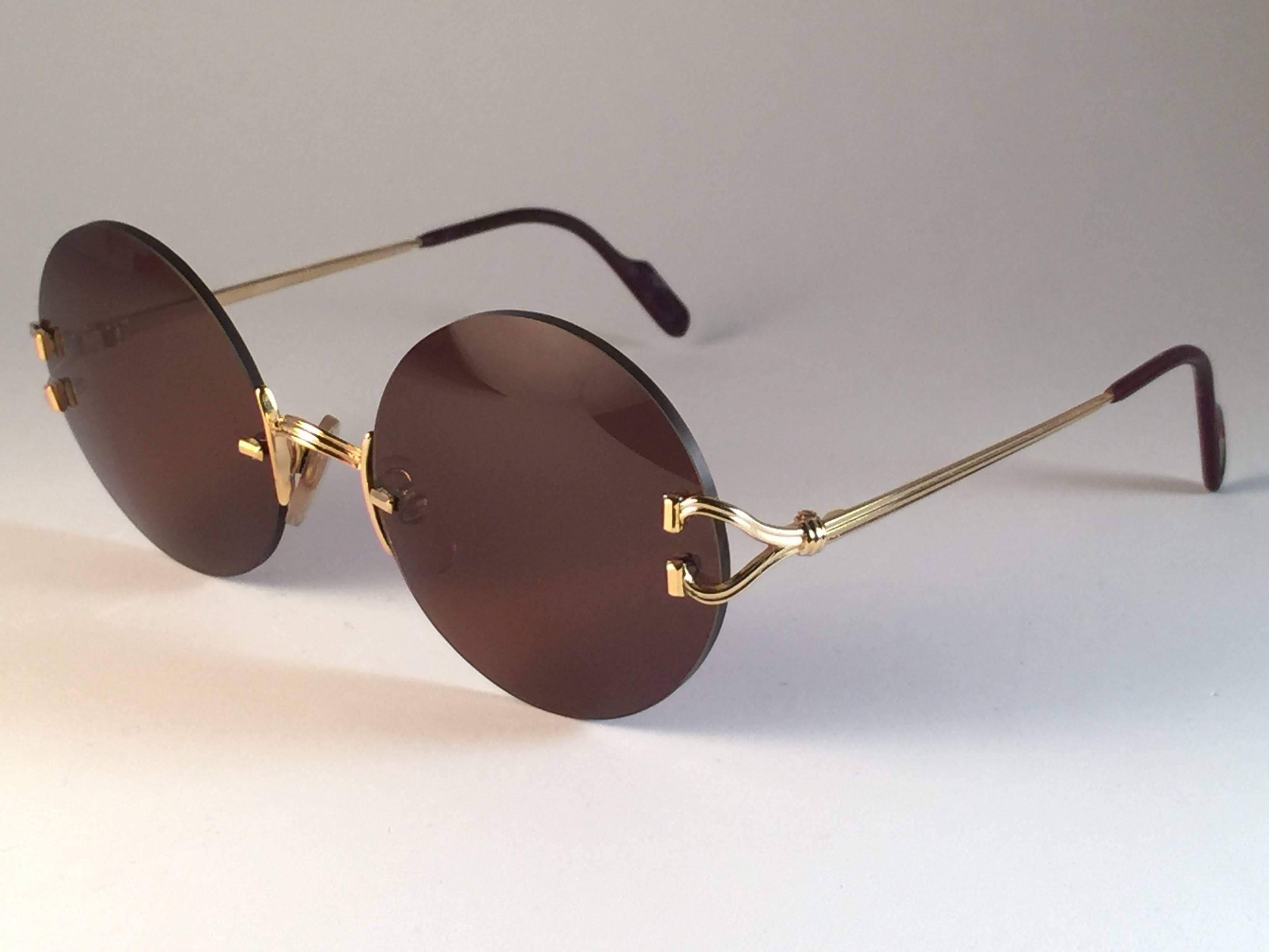 New Vintage Cartier Madison Classic Special Gold 50 Mm Sunglasses France 1