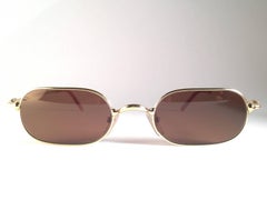 New Vintage Cartier Orfy Gold Plated Solid Brown Lens France 1990 Sunglasses