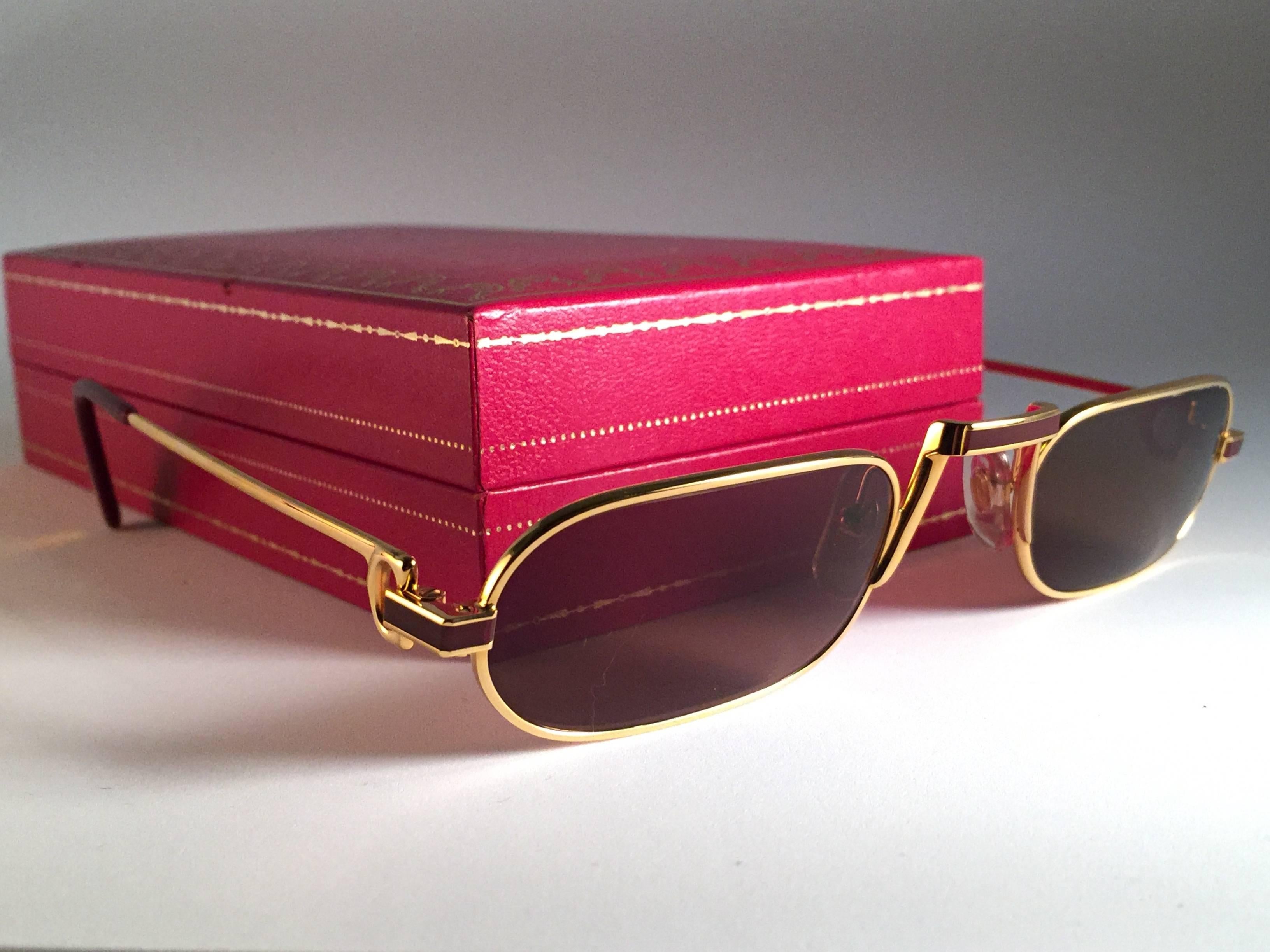 Beige Cartier Vintage Demilune Laque De Chine Medium Reading Sunglasses France 