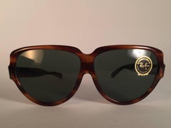 New Vintage Ray Ban Lynwood Tortoise G15 Grey Lenses 1970 Sunglasses
