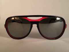 New Vintage Ray Ban B&L Powderhorn Red Black Full Mirror Lenses Sunglasses US
