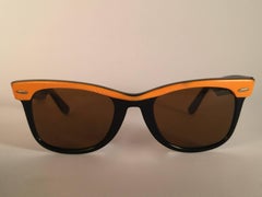 New Ray Ban The Wayfarer Two Tone Orange G15 Grey Lenses USA 80's Sunglasses