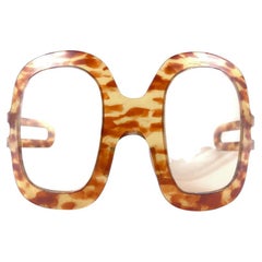 Nuevo Raro Vintage Philippe Chevallier Máscara Tortuga Gafas de sol sobredimensionadas años 60