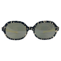 Mint Vintage May "Zebra" Pattern Oval Frame Grey Lenses 60'S Usa Sunglasses