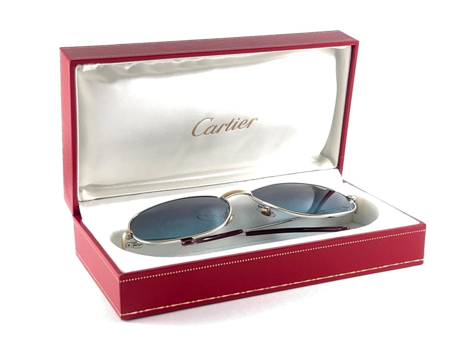 Occhiali da sole Cartier Vintage Romance Vendome 56 mm Platino Francia in vendita 7