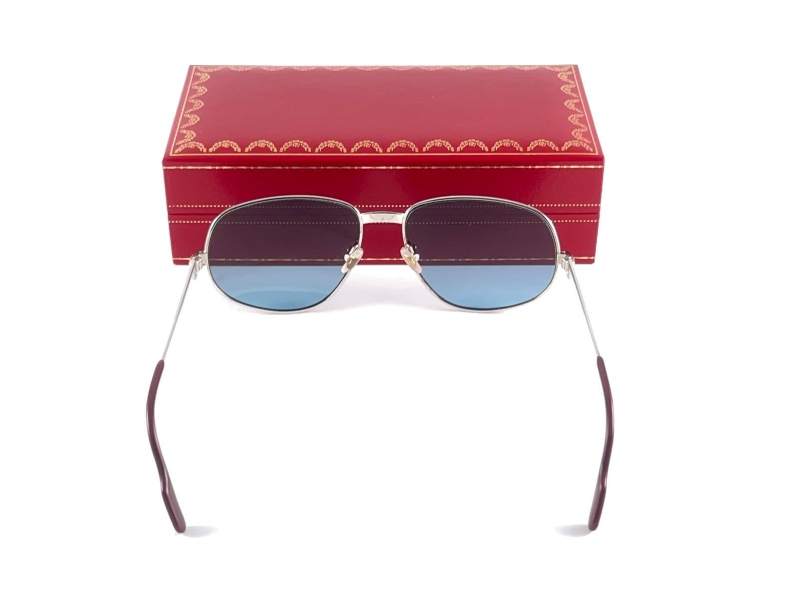 Cartier Vintage Romance Vendome 56mm Platinum France Sunglasses For Sale 4