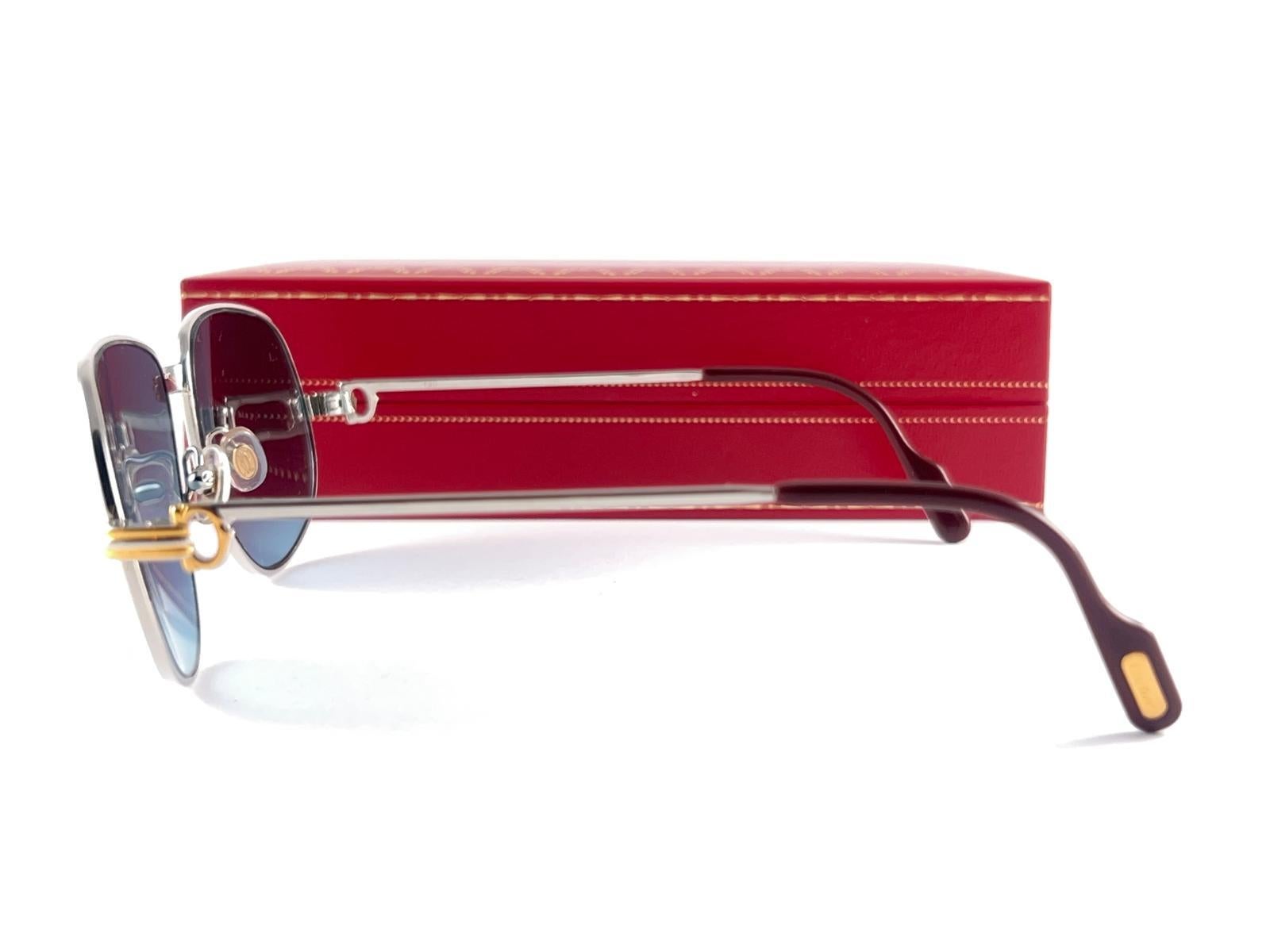 Cartier Vintage Romance Vendome 56mm Platinum France Sunglasses For Sale 10