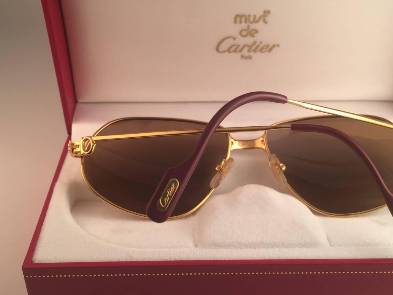 Cartier Panthere 59mm Medium Sunglasses France 18k Gold Heavy Plated 3