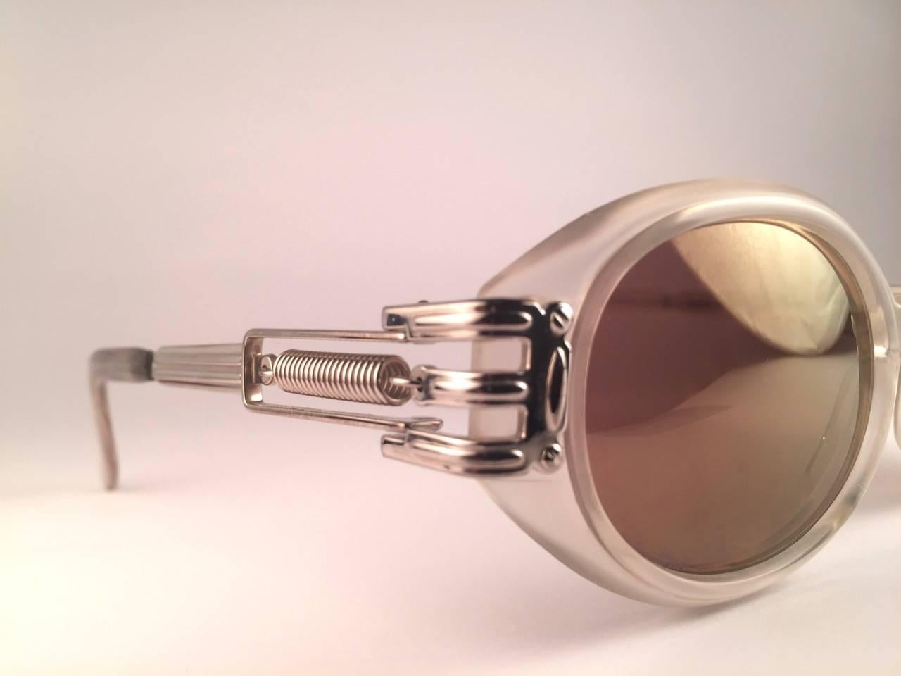 New Jean Paul Gaultier 56 5203 Translucent & Silver Frame Mirror 1990's Japan  In New Condition In Baleares, Baleares