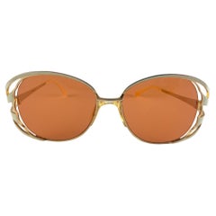 New Vintage Tura Mod 825 Overzised Beige & Gold Frame 1970'S Japan Sunglasses