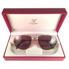 Neue Vintage Cartier Romance Santos 61MM Frankreich 18k Gold plattiert Sonnenbrille