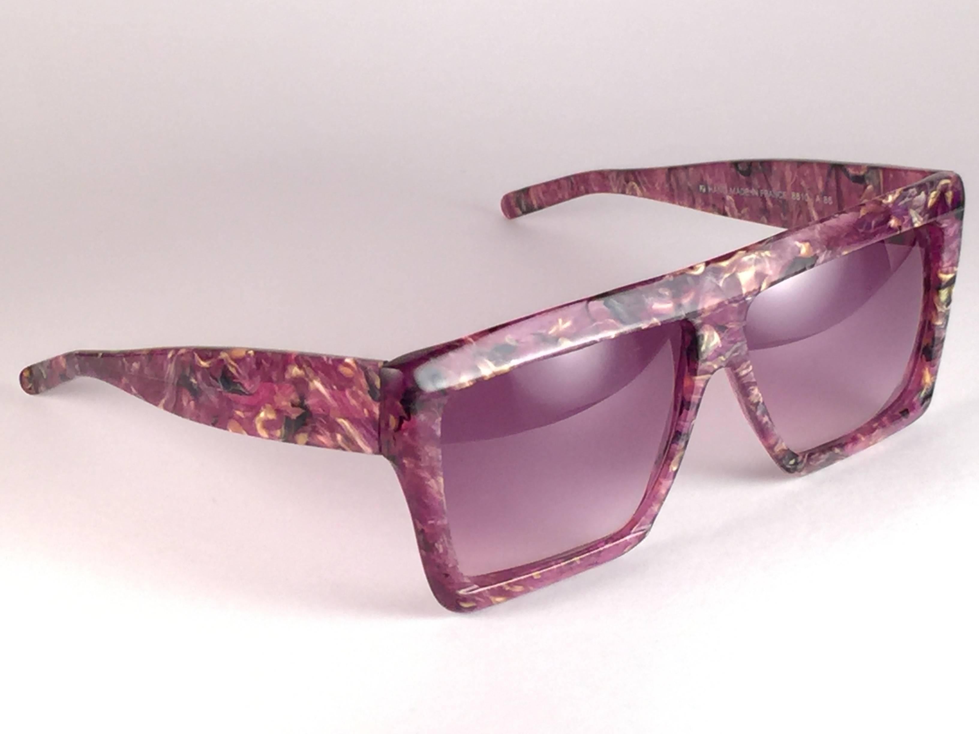 New vintage Courreges sunglasses purple multicolored translucent frame light purple lenses 8810 a 86 handmade in France 1970’s 
 
Genius designer Andre Courreges signed this beautiful pair of 1970’s sunglasses. Impossible to acurately describe the