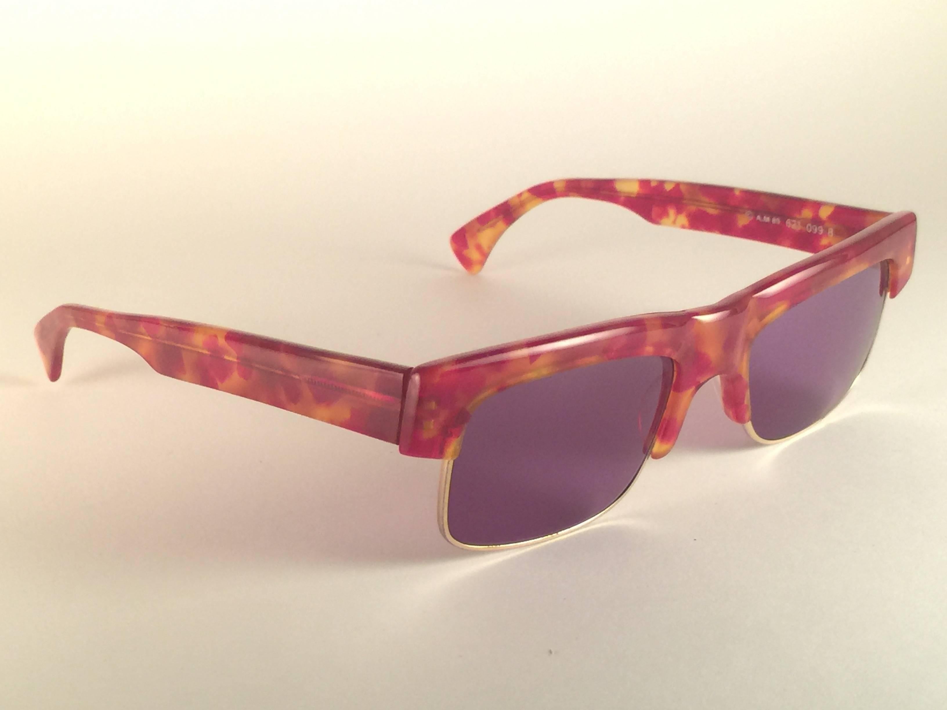 Pink  New Vintage Alain Mikli Tortoise & Gold 621 Made in France Sunglasses 1980's