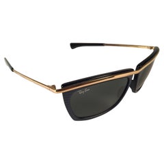 Neu Vintage Ray Ban Olympia Gold & Blau G15 Graue B&L-Sonnenbrille 1980er