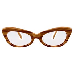 Vintage-Sonnenbrille im Cat-Eye-Stil aus Acetat in Holzoptik, 1960er Jahre