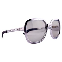 Vintage Polaroid Silver Rectangular Sunglasses 1980s Made In France