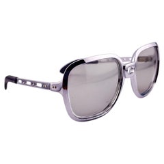 Vintage Polaroid Silver Rectangular Sunglasses 1980s Made In France