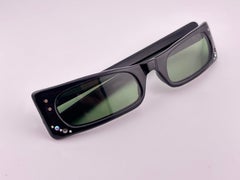 Vintage-Sonnenbrille im eleganten schwarzen Midcentury-Stil mit Strasssteinen aus den 1950er Jahren, hergestellt in Frankreich