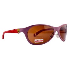 Gafas de sol vintage Ferrari FR4 A36 con montura en magenta y piel sintética, de los años 90, fabricadas en Italia