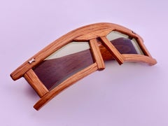Extrem seltene, skulpturale Sonnenbrille im Holzmasken-Design aus hellem Holz