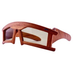 Extrem seltene, skulpturale Sonnenbrille im Holzmasken-Design aus hellem Holz