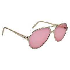 Vintage Renauld Silver Aviator Frame Medium Rose Lens Sunglasses 1970'S Usa