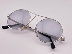 Vintage Geometric Silver Medium Grey Lens Sunglasses 1980'S