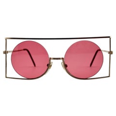 Vintage Architectural Avant Garde Medium Rose Lens Sunglasses 1980'S