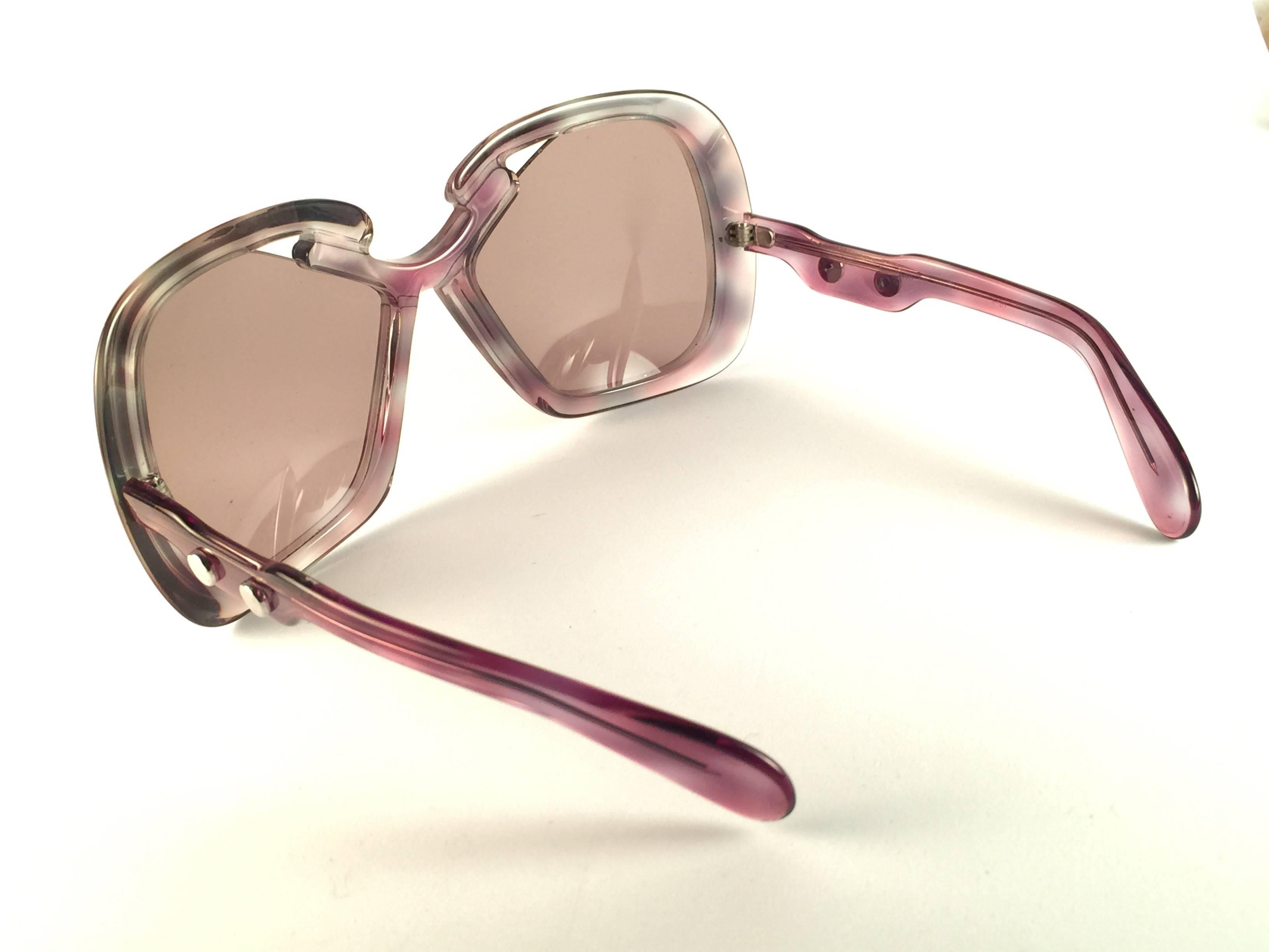New Vintage Silhouette Clear Oversized Silver Funk Germany 1970 Sunglasses  In New Condition In Baleares, Baleares