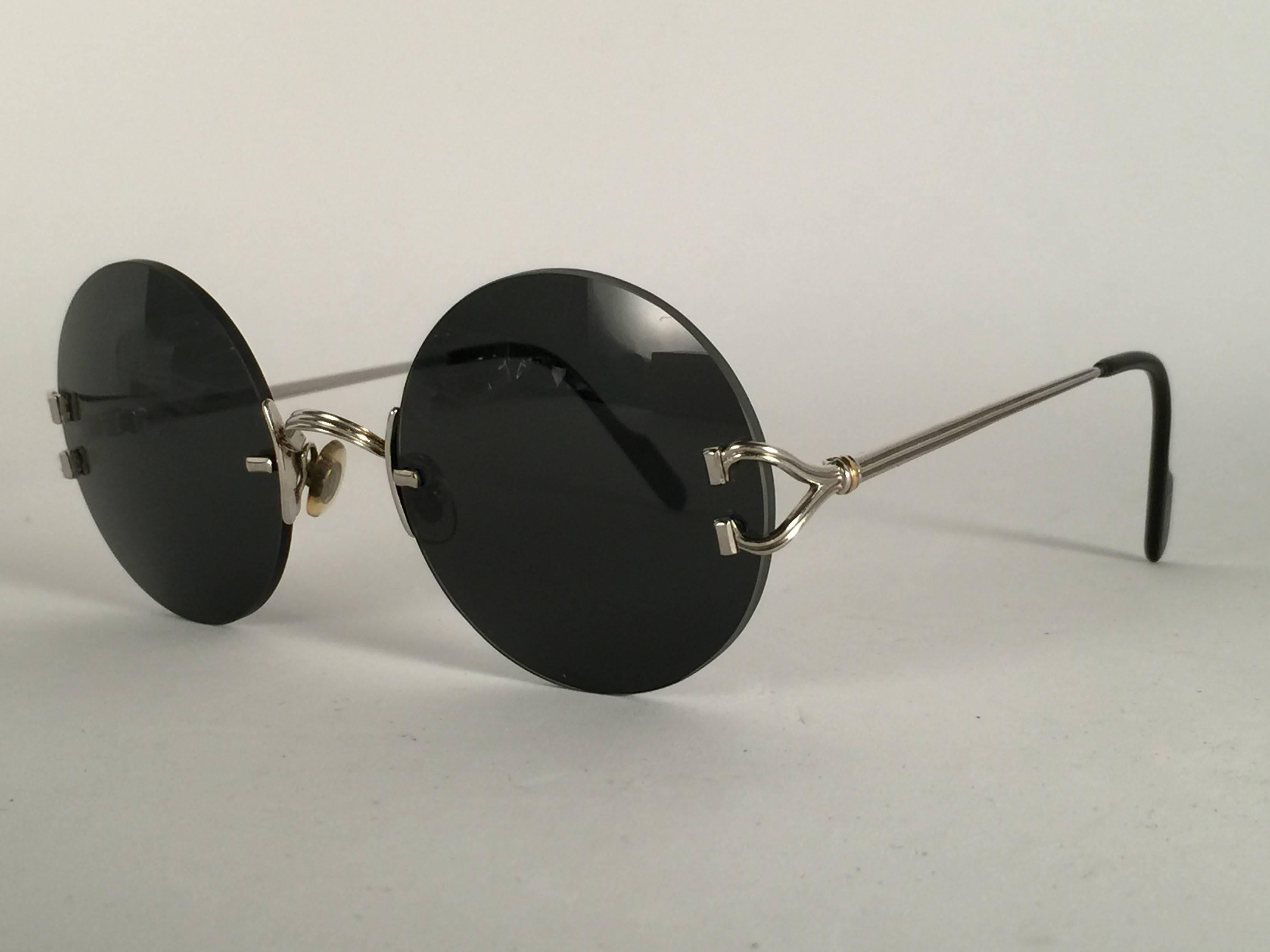 New Cartier Madison Special Edition Round Rimless Platine 50mm Sunglasses In Excellent Condition In Baleares, Baleares