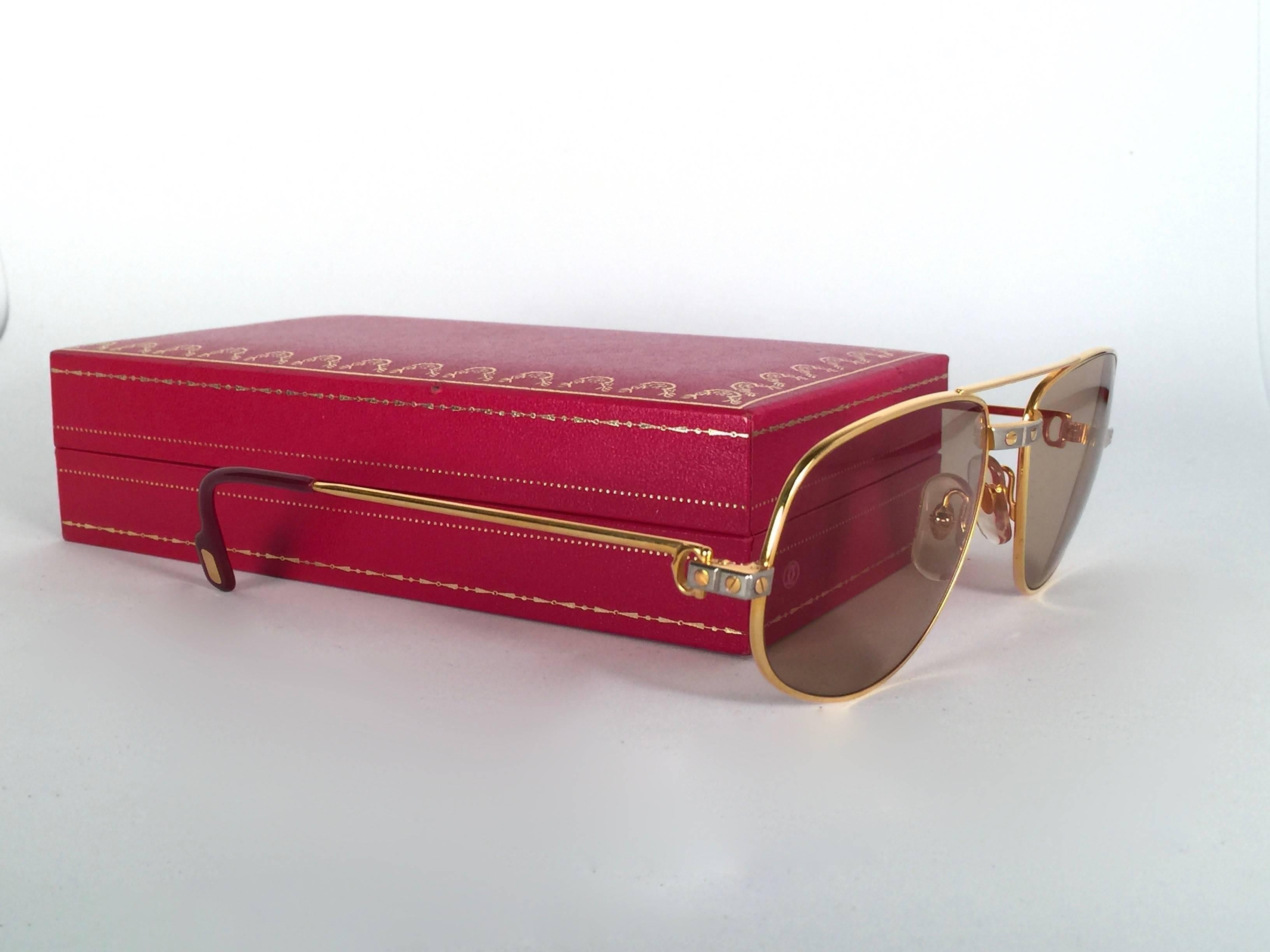 New Vintage Cartier Romance Santos 58MM France 18k Gold Plated Sunglasses  at 1stDibs | cartier romance santos sunglasses, cartier romance sunglasses, cartier  romance louis
