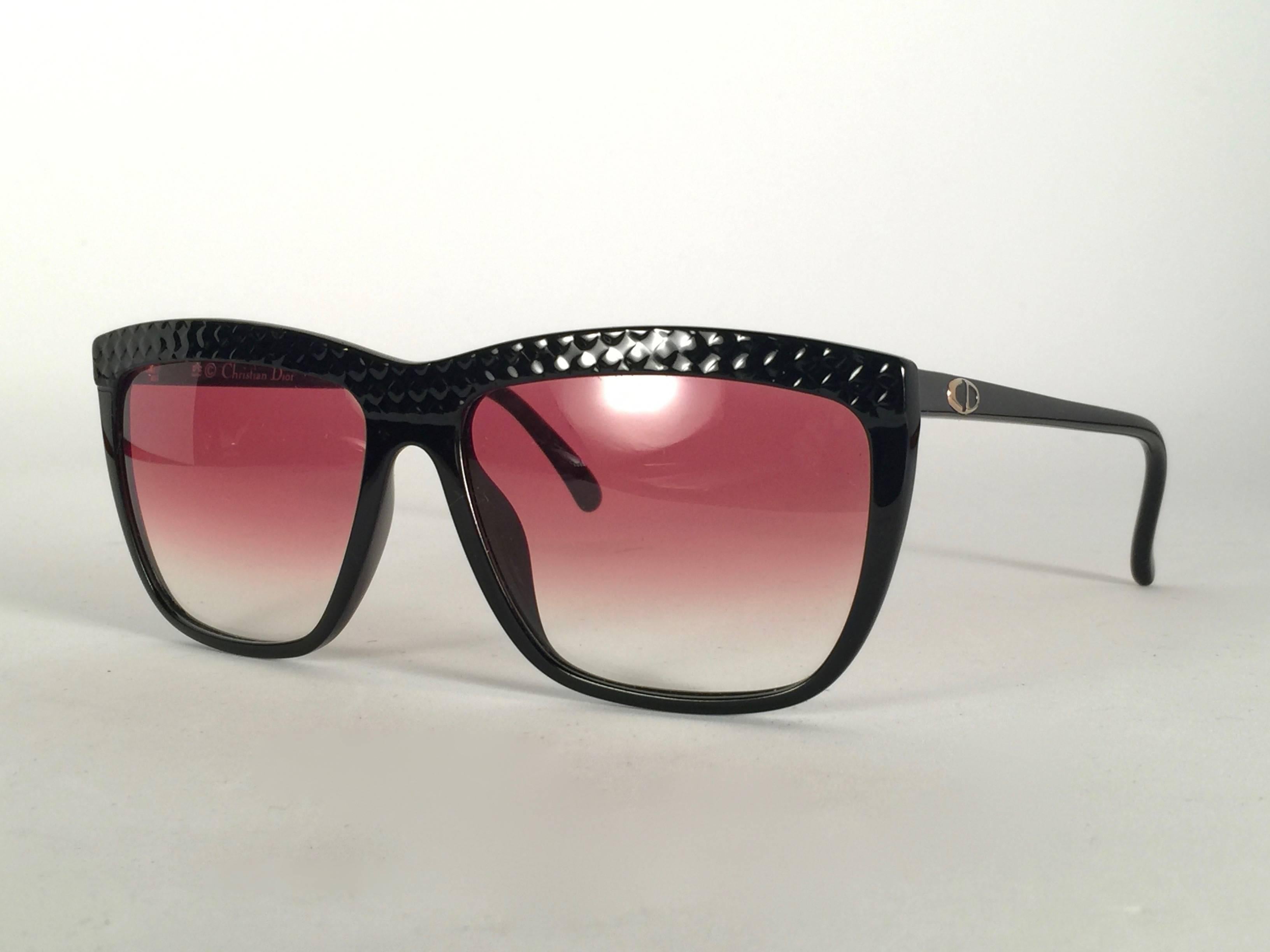 Mint Vintage Christian Dior 2399 Quilted Black Optyl Sunglasses Germany In New Condition In Baleares, Baleares