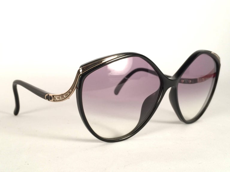 New Vintage Christian Dior 2280 Sleek Black Optyl Sunglasses Germany at