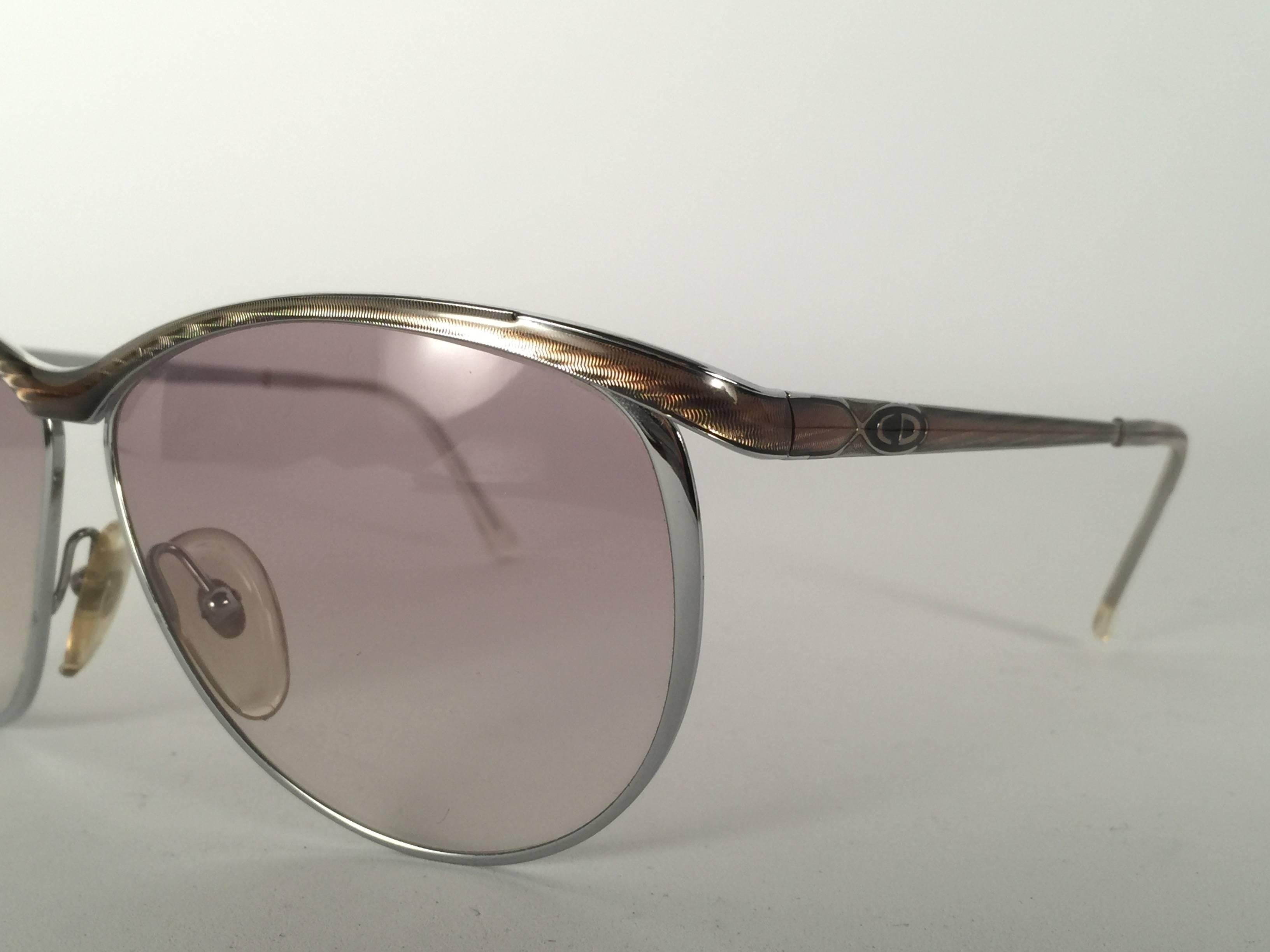 Women's Mint Vintage Christian Dior 2150 Oversized Silver Optyl Sunglasses Germany For Sale