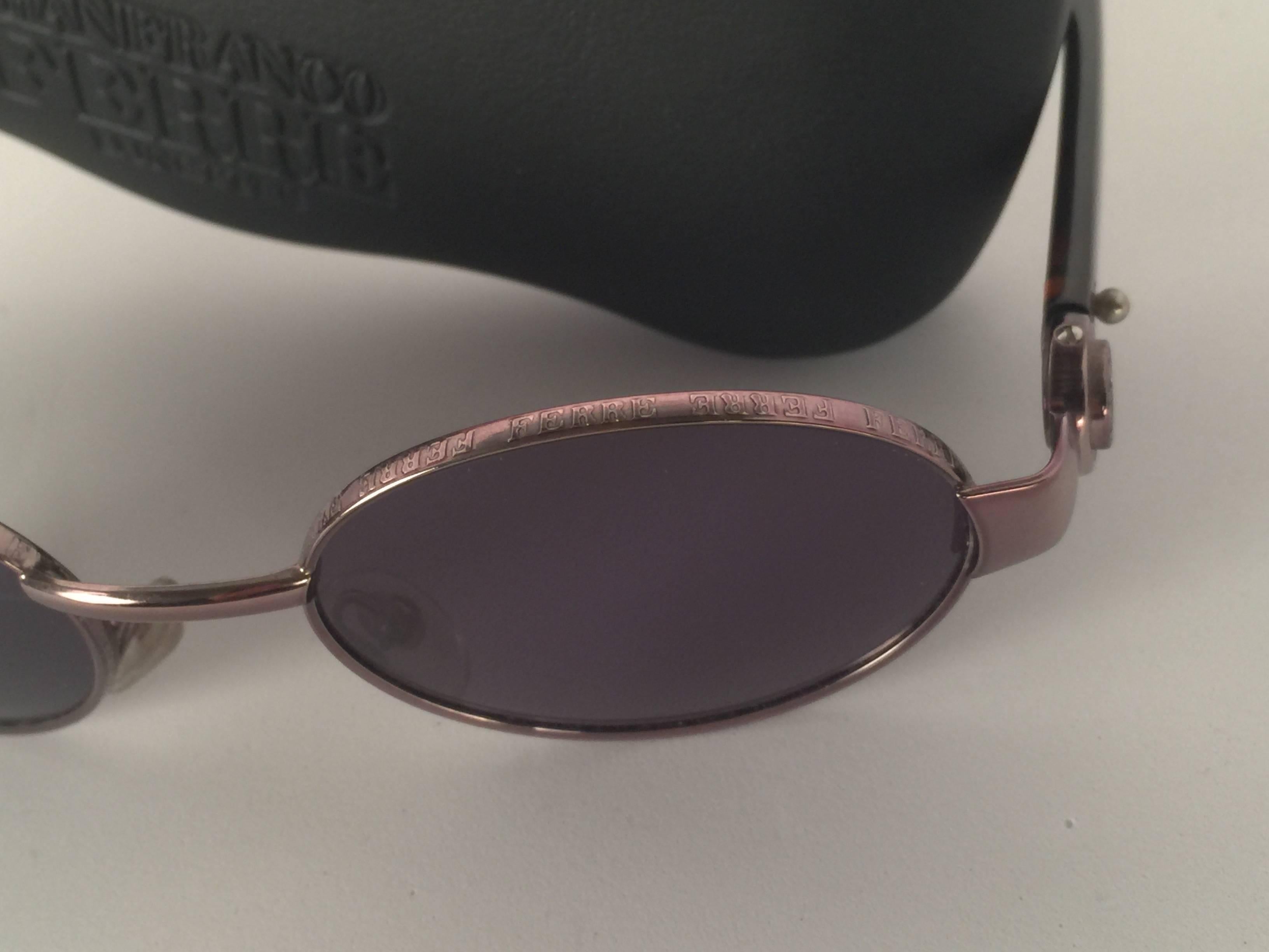 Gray New Vintage Gianfranco Ferré Oval Copper 1990's Made in Italy Sunglasses