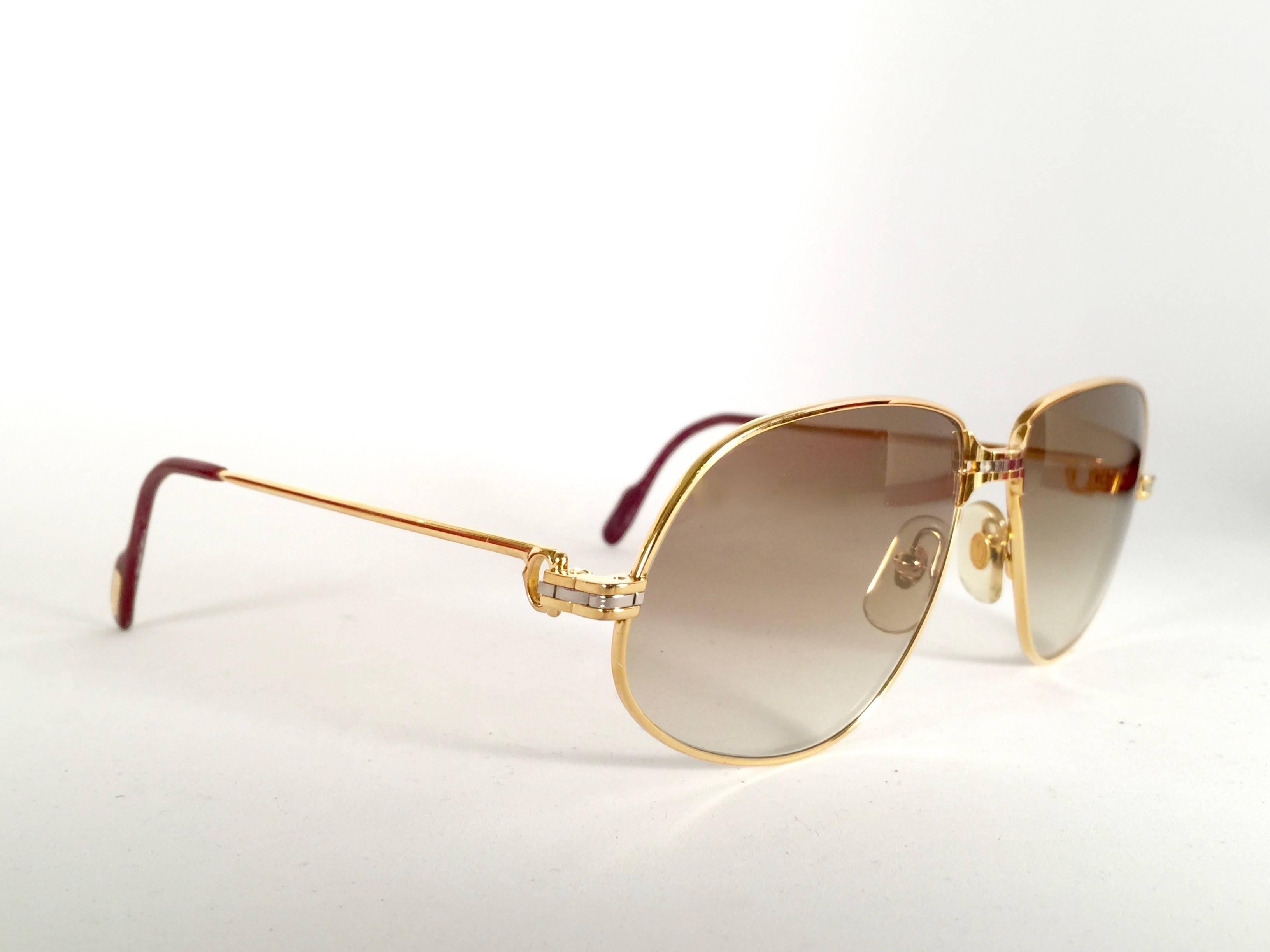 Beige Cartier Panthere Gradient Lenses Medium Vintage Sunglasses France 