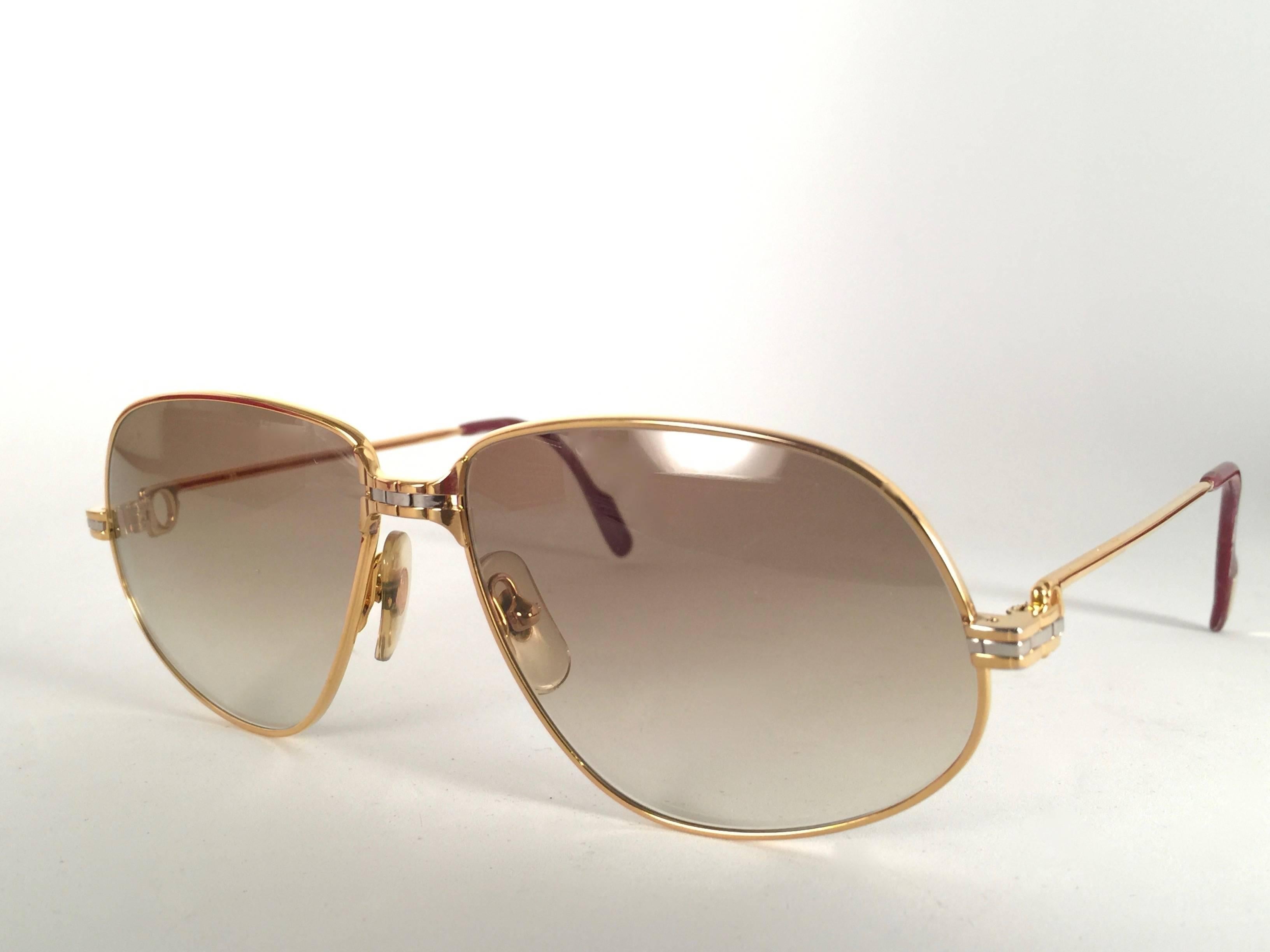 Women's or Men's Cartier Panthere Gradient Lenses Medium Vintage Sunglasses France 
