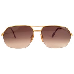 New Cartier Tank Orsay Half Frame 58mm 18K Gold Plated Sunglasses France