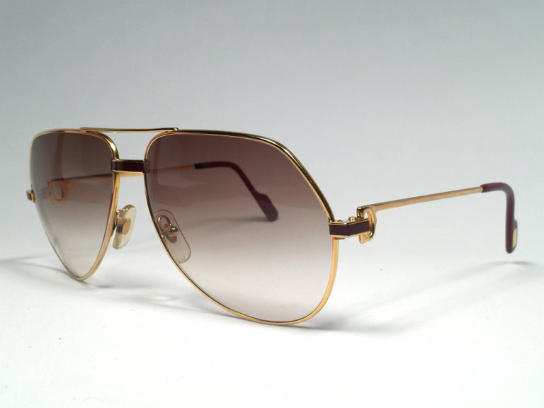 New Cartier Laque de Chine Aviator Gold 56Mm Heavy Plated Sunglasses ...