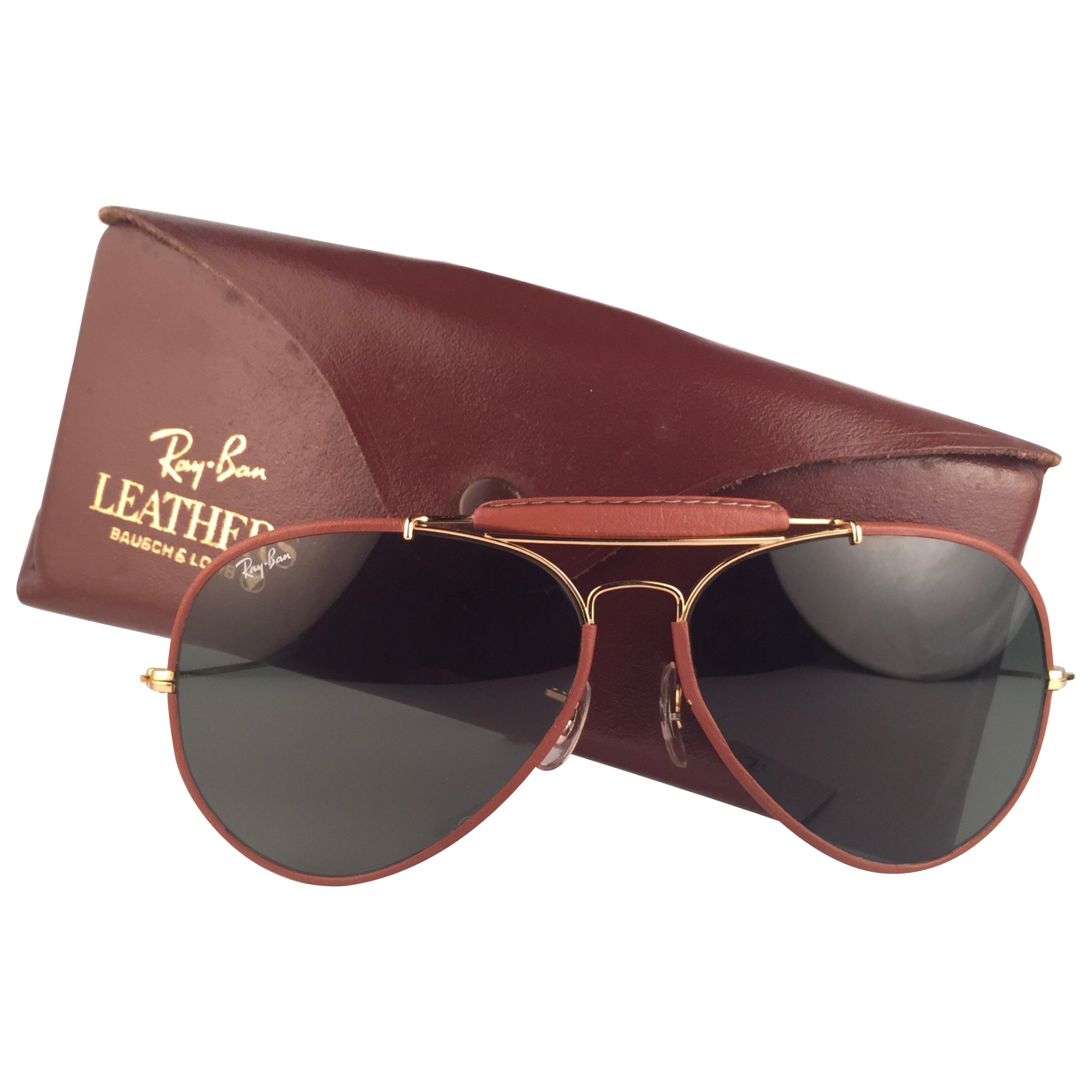 ray ban with leather trim