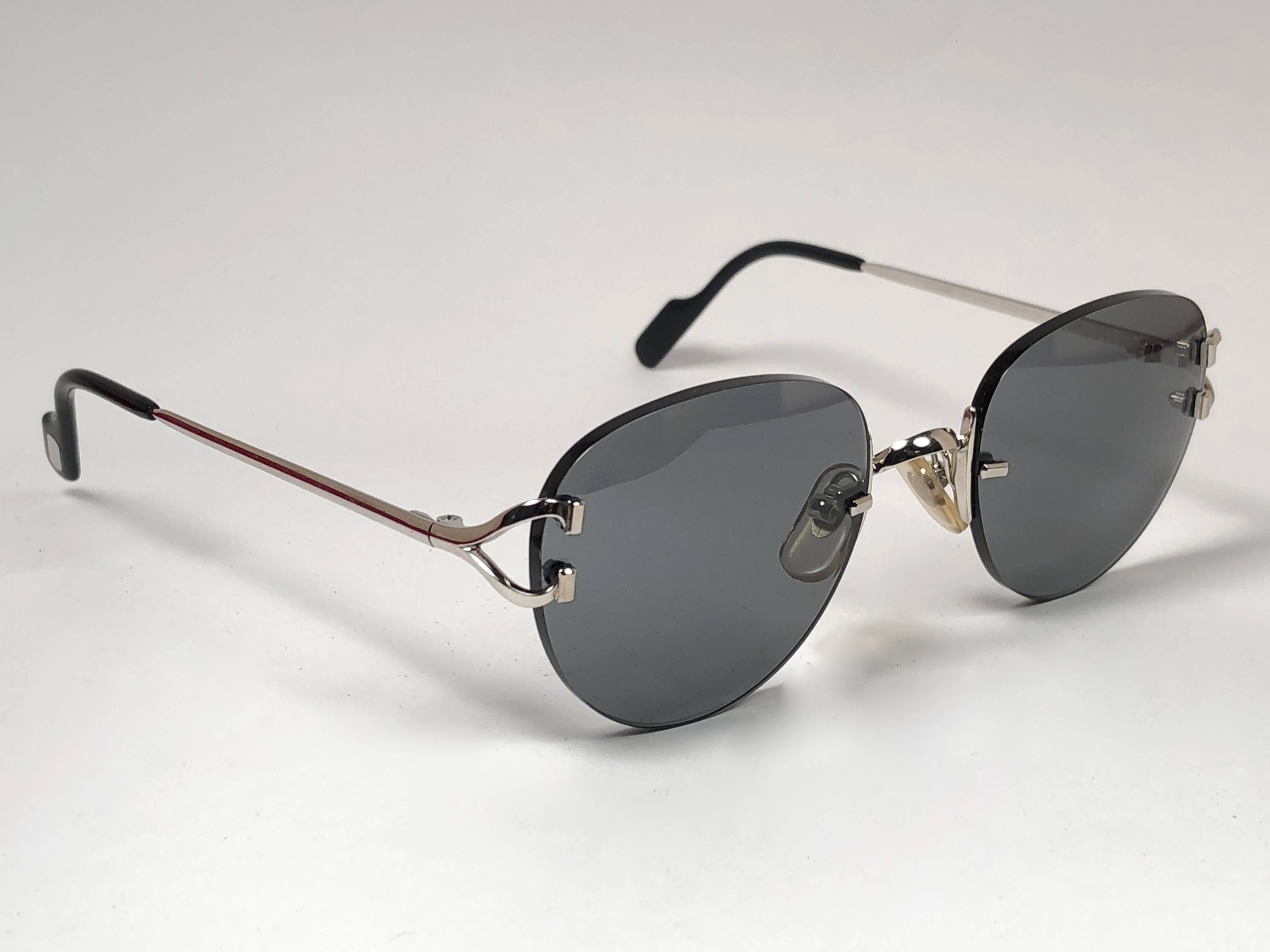 Gray Cartier Salisbury Rimless Platine 51mm Brown Gradient Lens France Sunglasses