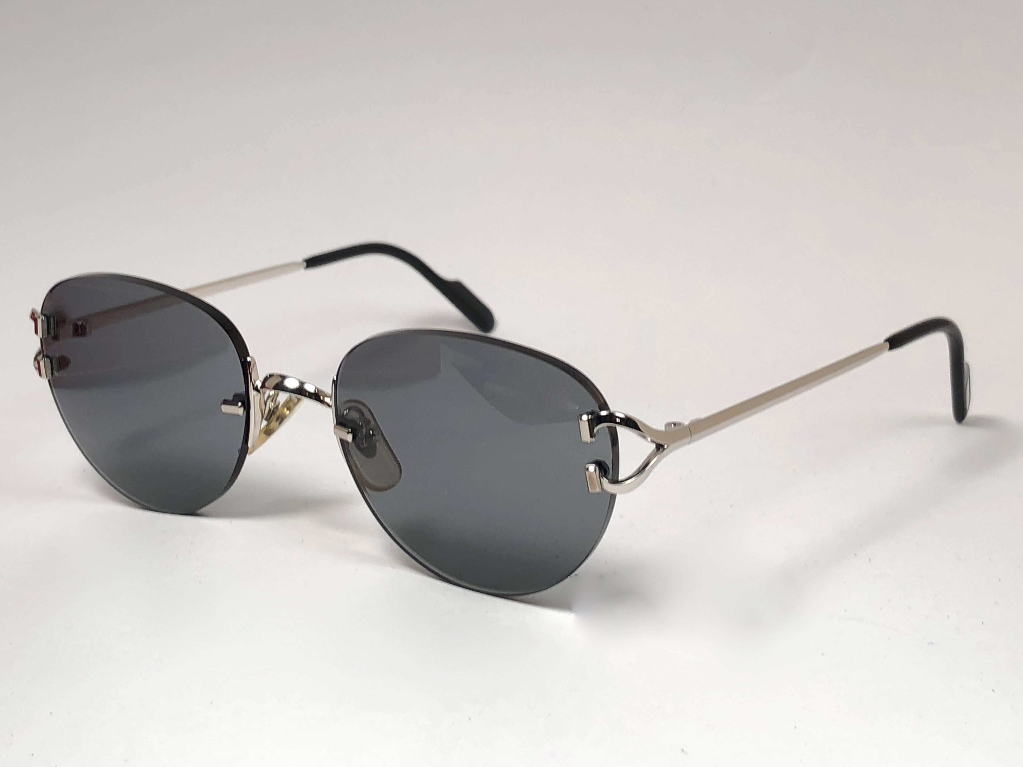 Cartier Salisbury Rimless Platine 51mm Brown Gradient Lens France Sunglasses In New Condition In Baleares, Baleares