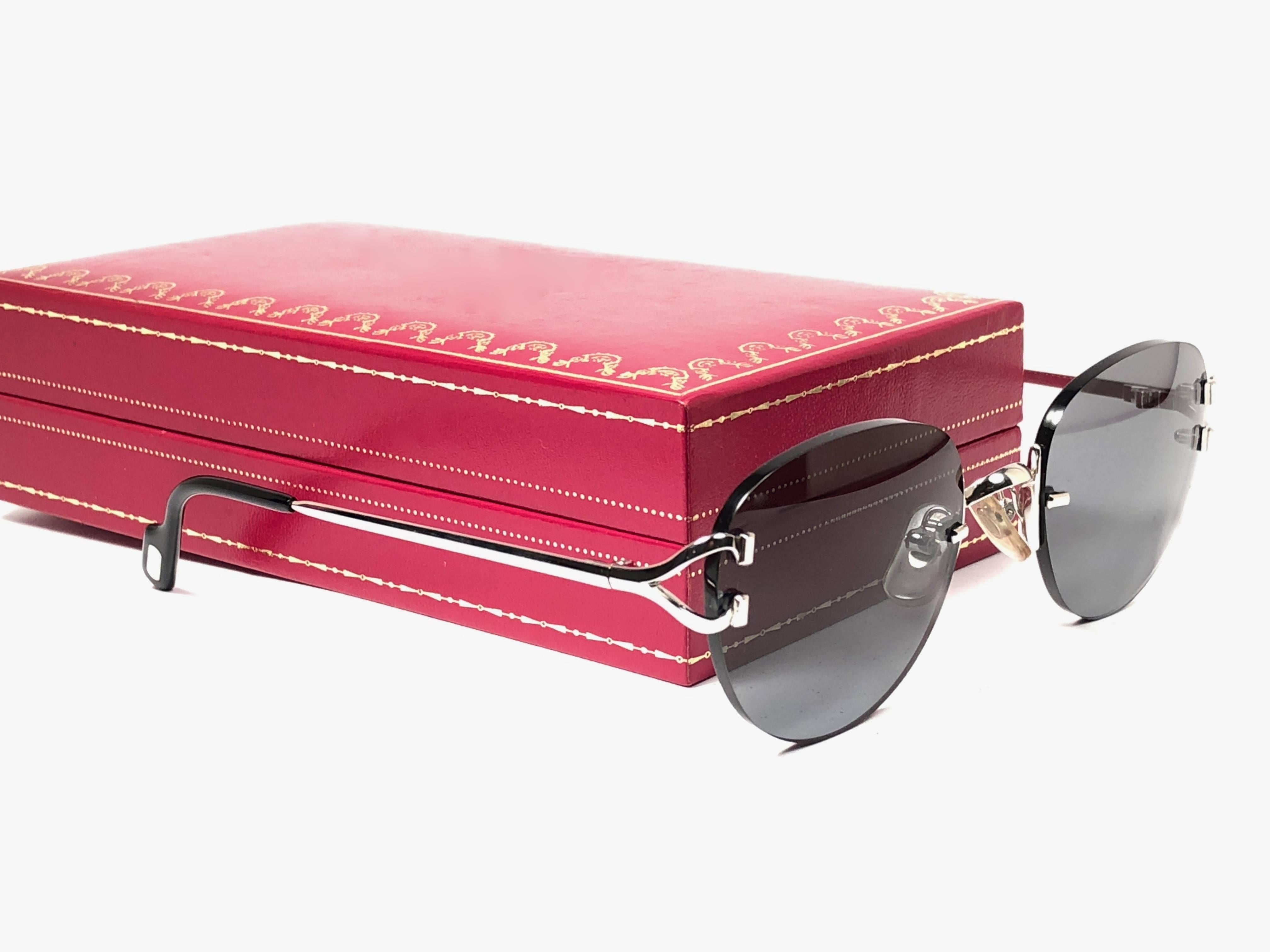 Women's or Men's Cartier Salisbury Rimless Platine 51mm Brown Gradient Lens France Sunglasses