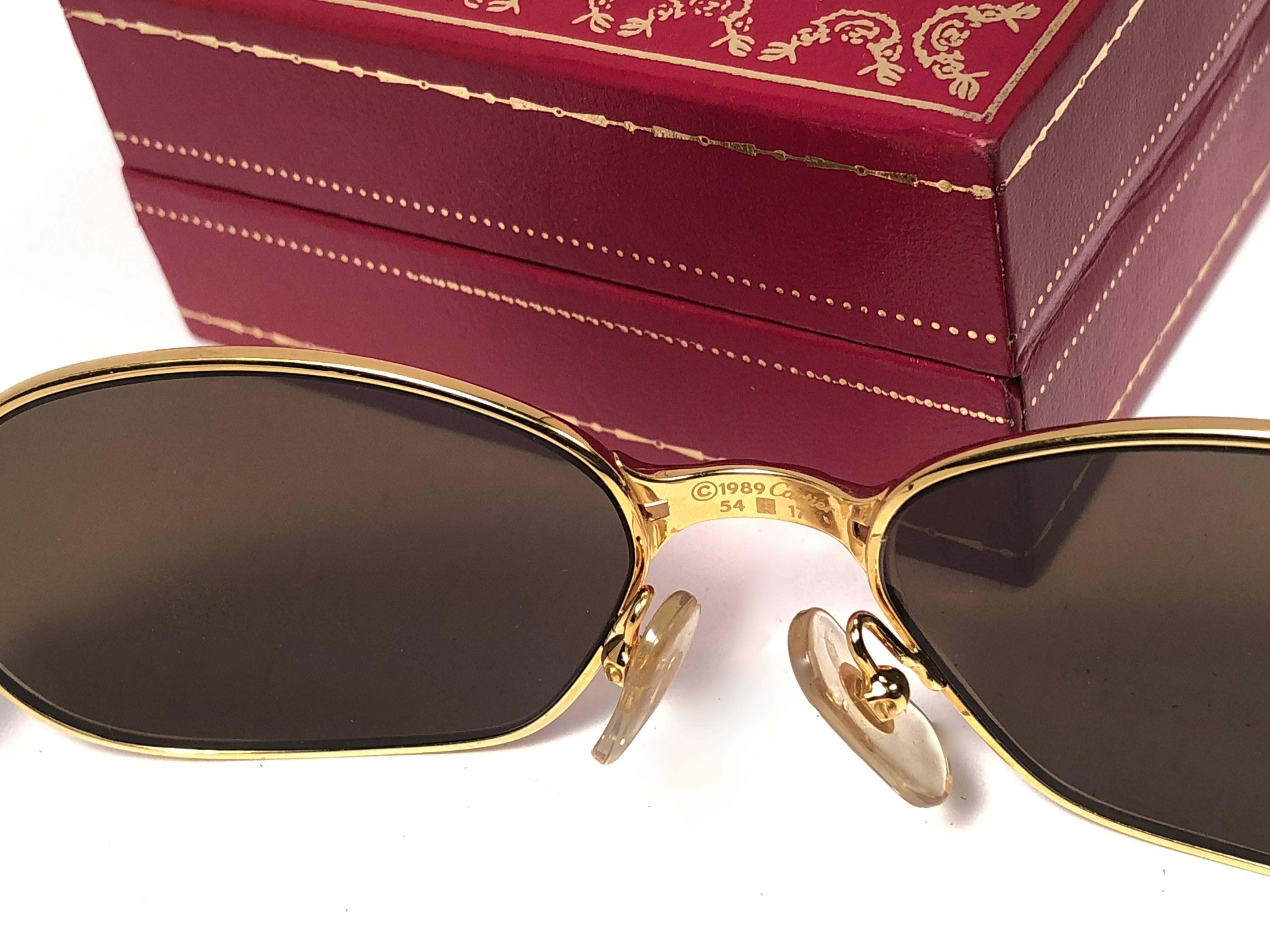 Women's or Men's New Vintage Cartier Panthere GM 54MM Gold Heavy Plated Sunglasses France 18k 