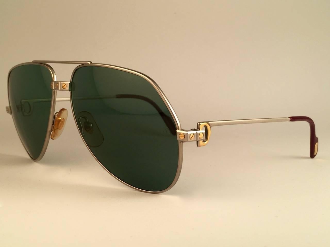 New Cartier Santos Screws Titanium 62Mm Grey Lens Heavy Plated Sunglasses France 1