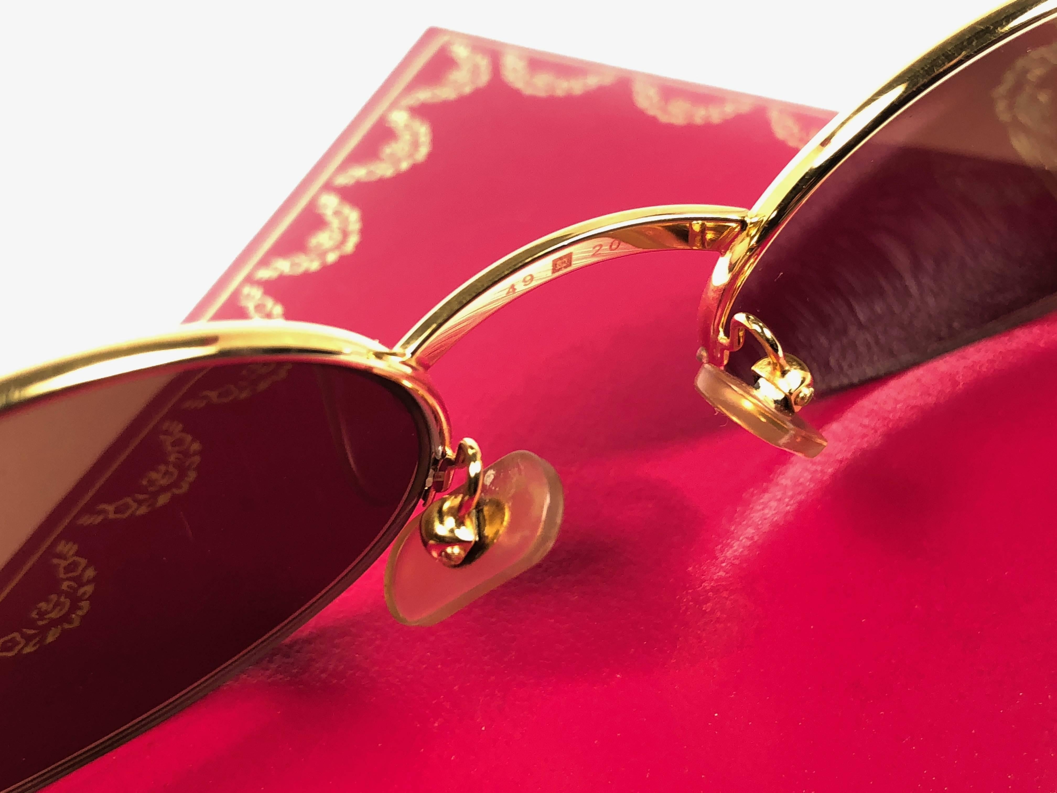 Mint Cartier Oval Gold Manhattan 49mm Frame18k Plated Sunglasses France In New Condition In Baleares, Baleares