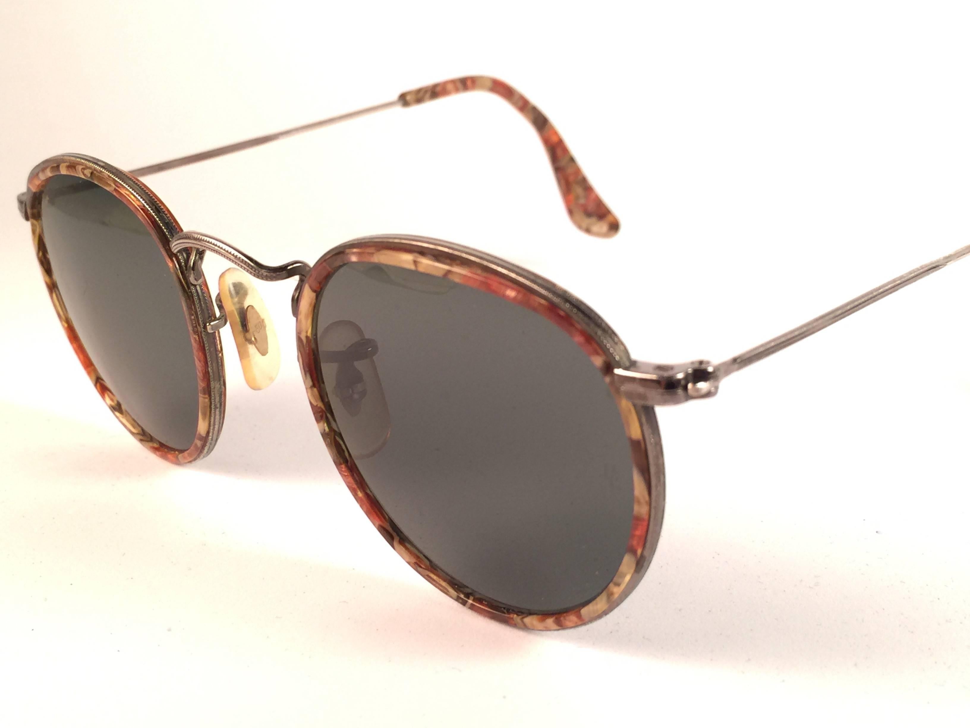 Mint Vintage Ray Ban Round Mosaic Classic G15 Lenses 1990's B&L Sunglasses In New Condition In Baleares, Baleares