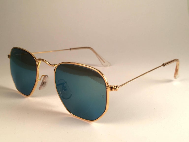 New Vintage Ray Ban Style 3 Blue Mirror Lenses 1990's B&L Sunglasses ...
