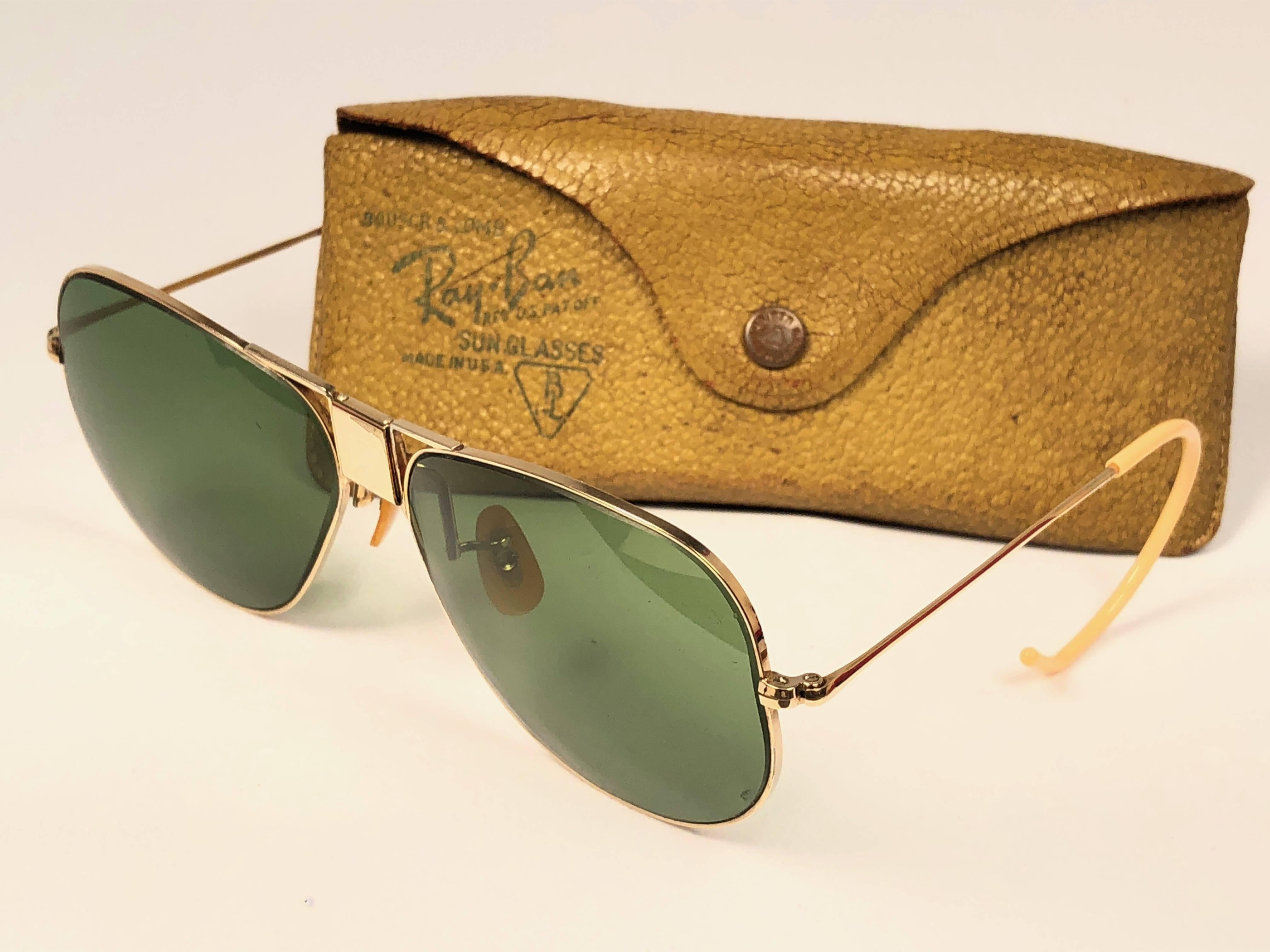 Ultra Rare 1940's Bausch and Lomb Ray Ban Classic Hinged Gold